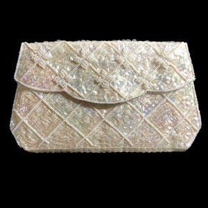 La Regale Iridescent Sequin Clutch Vintage Purse